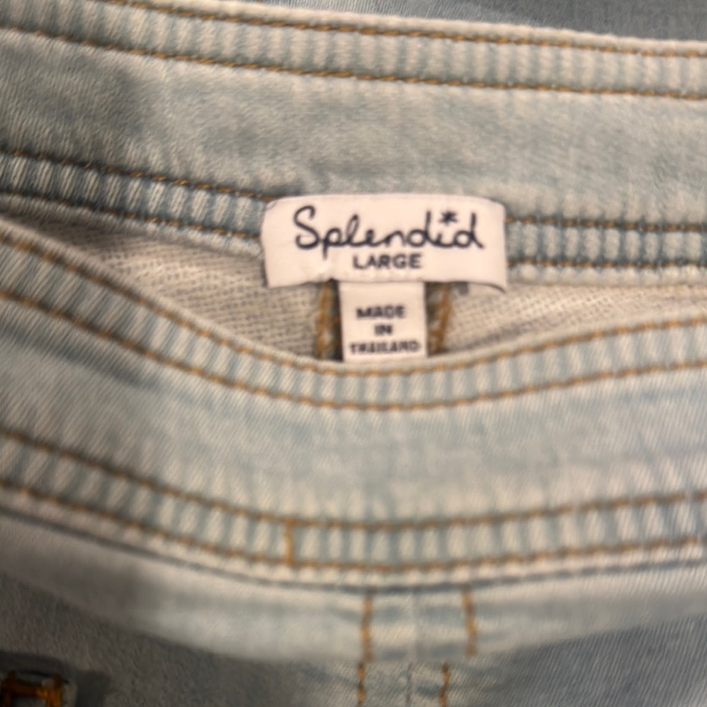 Splendid Light Blue Jean Skirt with Tan Stitching